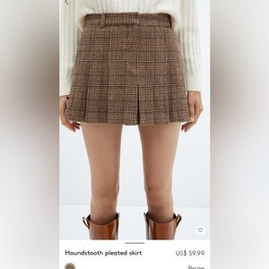 Mango houndstooth plaid skirt